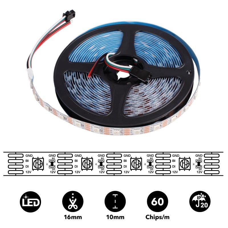 Ruban Led Intelligent Ic Rgb V Dc W M Ip Led M