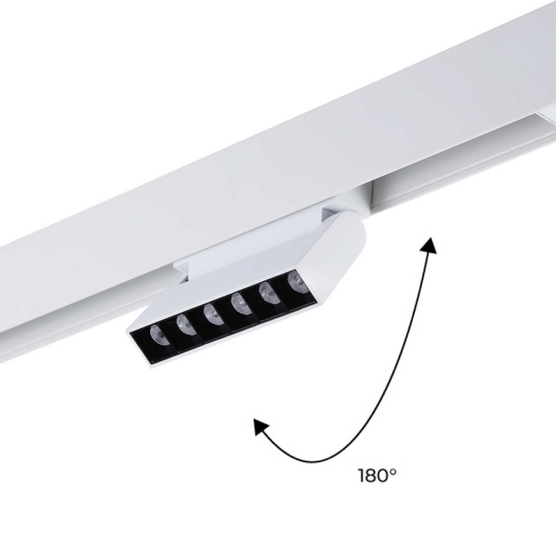 Spot LED linéaire orientable sur rail magnétique 48V 6W UGR16 Blanc