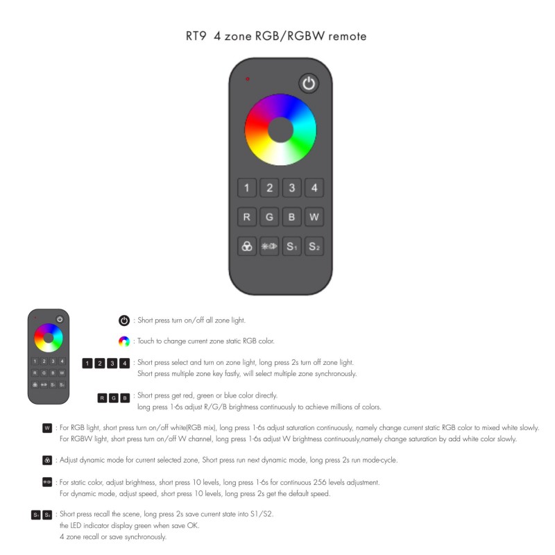 T L Commande Led Rgb Rgbw Zones Sk Rt Skydance