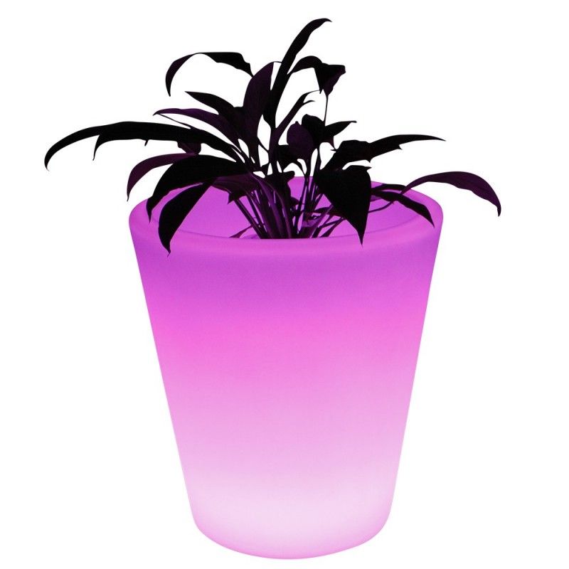 Pot de fleur lumineux exterieur solaire ou rechargeable cylindre