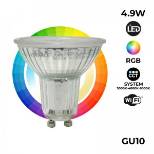 Spot Connecté GU10 à Graduation avec LED RGB – Spot LED Connecté - 300  Lumen - 5 Watt - Contrôlée par une Application (HBT-GU10)