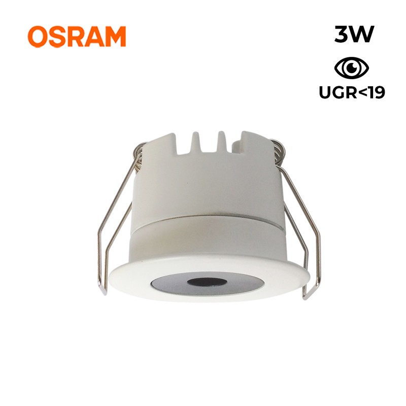 Mini Downlight encastrable 3W faible UGR 30º IRC 90 | Spots LED