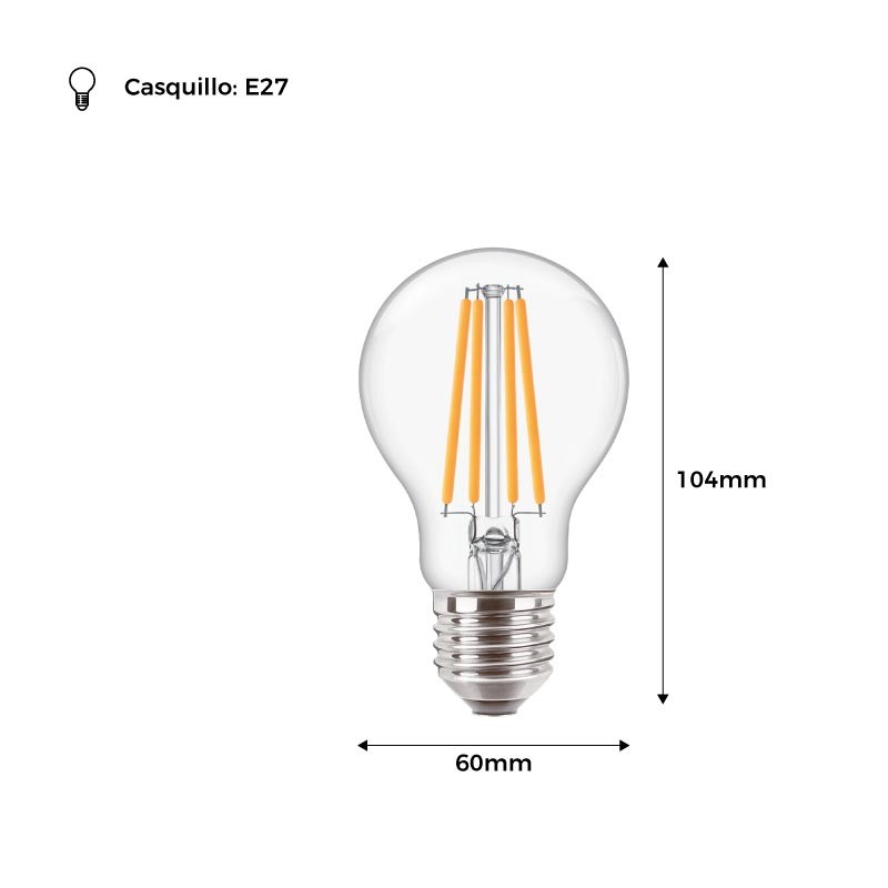 Ampoule Tube filament incandescence renforcé E27 60W 2750k 530lm