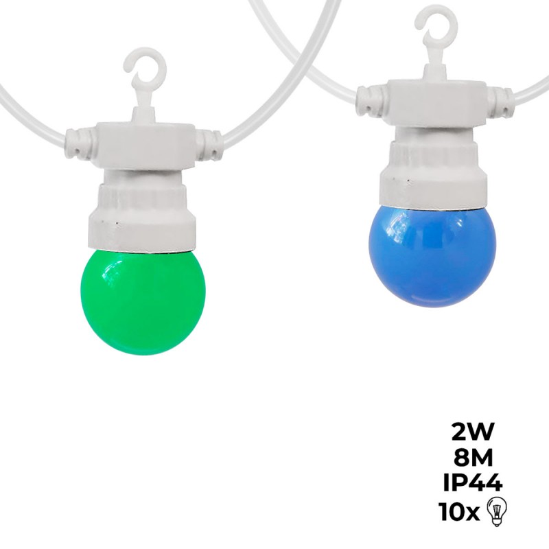 Guirlande guinguette 10m abat-jours Playa + 8 ampoules LED au choix -  ®