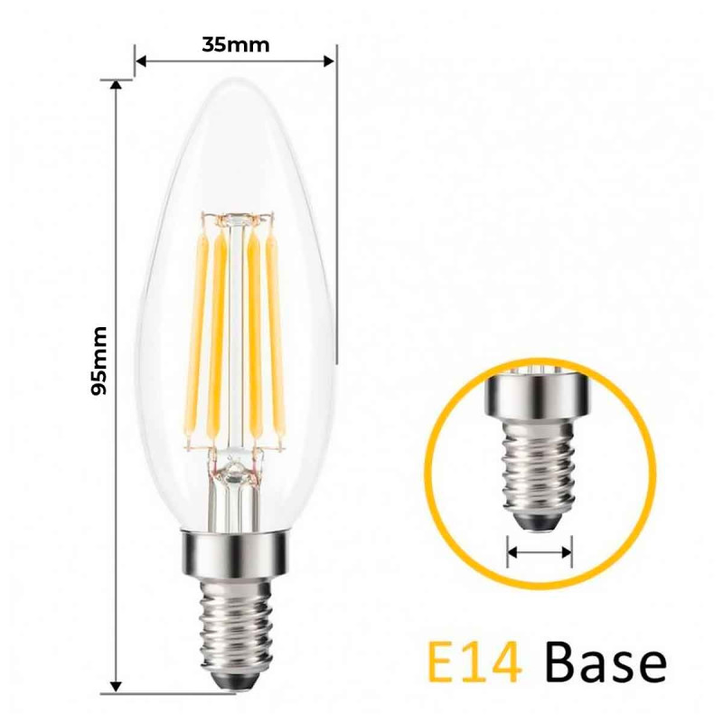 Ampoule à bougie avec filetage E14 et technologie LED