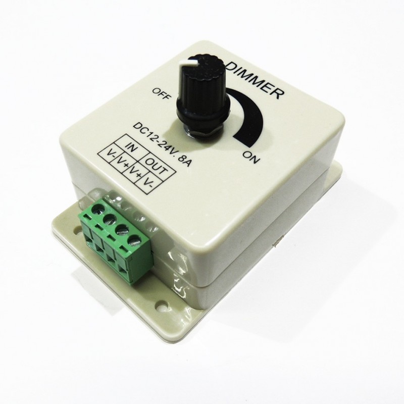 Variateur à bouton-poussoir pour bandes LED de 12v à 24v (dc). 8e max.