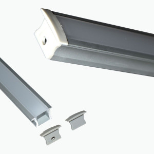 KIT profilé LED aluminium DEEP NOIR de 1m avec diffuseur blanc