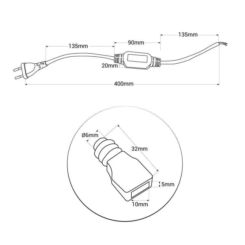 Câble Adaptateur Sertissable pour Ruban de led 220V AC COB Pro •  IluminaShop France
