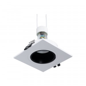 KIT Collerette spot carré 93x93mm (noir/blanc) + Ampoule GU10 5,4W + Douille