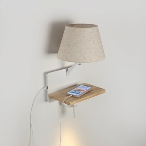 Applique murale "Artin" - Avec spot LED orientable et port USB - E27 + 3W | lampe de lecture