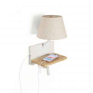 Applique murale "Artin" - Avec spot LED orientable et port USB - E27 + 3W | lampe de lecture