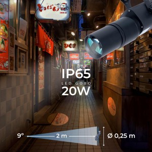 Projecteur GOBO LED 20W - Optique 9° - Extérieur - Orientable