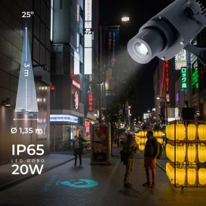 Projecteur GOBO LED 20W - Optique 25° - Extérieur - Orientable