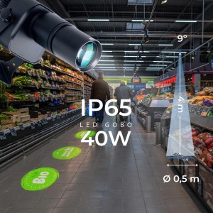 Projecteur GOBO LED 40W - Optique 9° - Extérieur - Orientable | projecteur gobo led exterieur