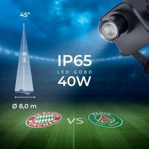 Projecteur GOBO LED 40W - Optique 45° - Extérieur - Orientable | projecteur gobo led exterieur