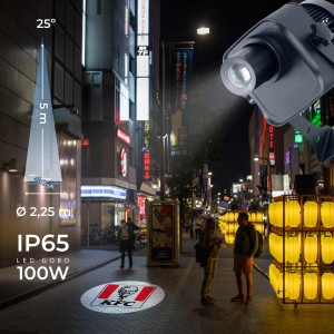 Projecteur GOBO LED 100W - Optique 25° - Extérieur - Orientable | projecteur gobo led exterieur