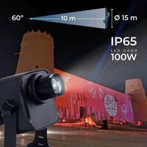 Projecteur GOBO LED 100W - Optique 60° - Extérieur - Orientable