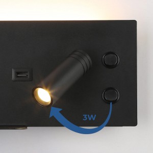 Lampe de lecture avec port USB "Kerta" (à droite) - Double éclairage - 3W+7W