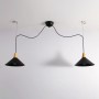 Double luminaire suspension en métal et bois "Selroom" - Noir - 2xE27