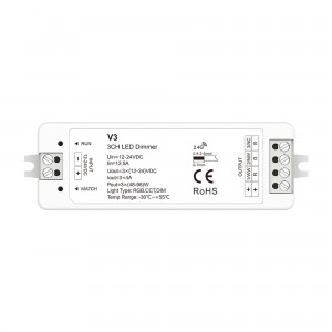 Contrôleur monochrome / CCT / RGB 12-24V DC - 3 canaux - 4A/canal - RF 2.4GHz - Skydance