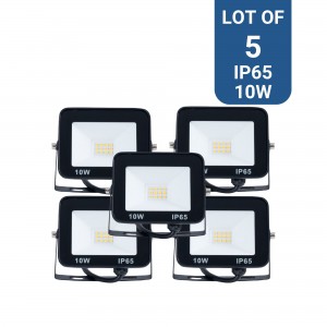 Pack de 5 Projecteur LED extérieur 10W IP65 ultra plat