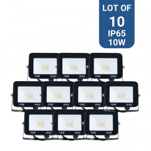 Pack de 10 Projecteurs LED extérieur 10W IP65 ultra plat