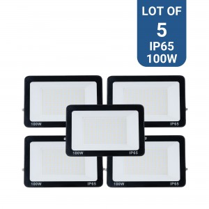 Lot de 5 projecteurs LED extérieur - 100W - 95lm/W - IP65