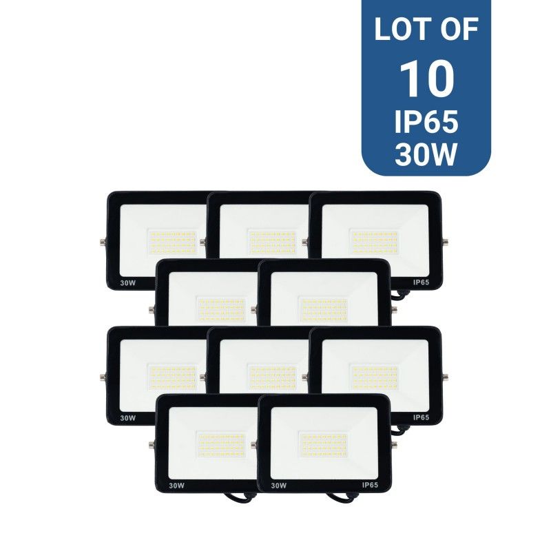 Lot de 10 projecteurs LED extérieur - 30W - 95lm/W - IP65