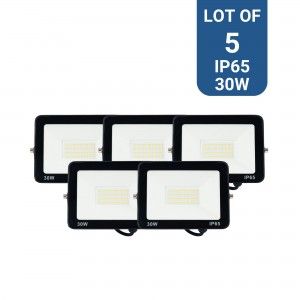 Lot de 5 projecteurs LED extérieur - 30W - 95lm/W - IP65