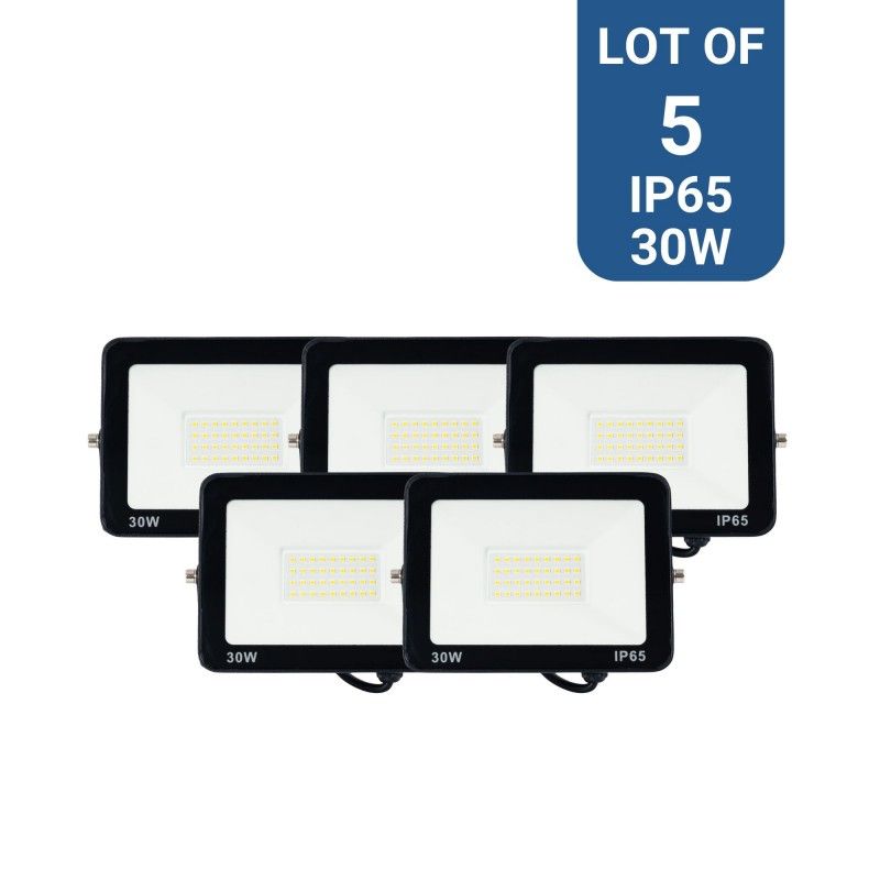 Lot de 5 projecteurs LED extérieur - 30W - 95lm/W - IP65