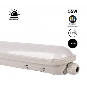 Réglette LED étanche / Lampe de secours - CCT - Connectable - 150cm - 55W - IP65