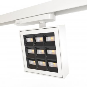 Spot LED carré pour rail triphasé - Puissance réglable : 12-42W - 4000K - CRI90 - Angle 35° x 70°