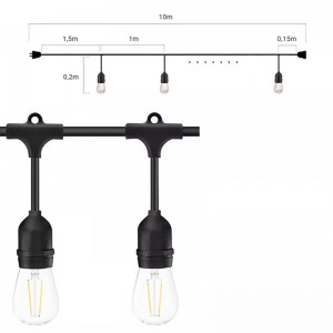 10m Guirlande Guinguette LED IP65 - Exterieur - Raccordable - Lampesonline