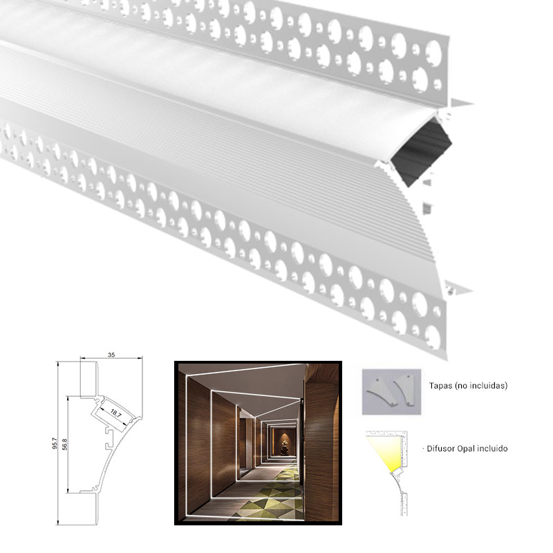 Profilé en Aluminium LED Intégré sans Bordure, 1m, 1 à 10 Pièces, Panneau  de Plâtre Caché