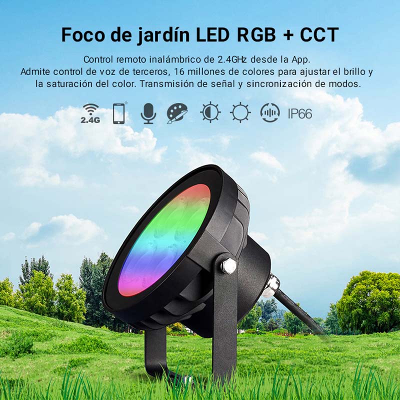 Projecteur RGB CCT Jardin - 9 Watts LED - IP66 - 2.4 GHz - FUTC02